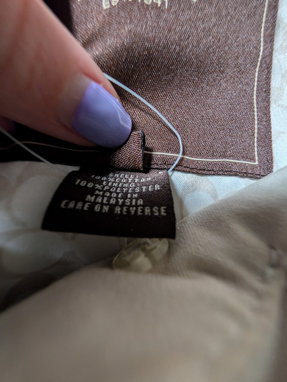 Coach Trench Coat L Cream Signature Lining Classic Quiet Luxury *Flaws* Scarf - Picture 9 of 16